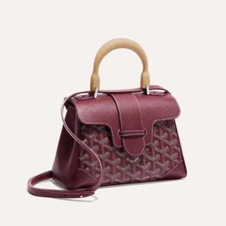 Goyard Women Sac Saïgon Souple Mini in Toile Goyardine &amp; Chevroches Calfskin-Maroon
