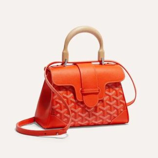 Goyard Women Sac Saïgon Souple Mini in Toile Goyardine &amp; Chevroches Calfskin-Orange