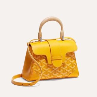 Goyard Women Sac Saïgon Souple Mini in Toile Goyardine &amp; Chevroches Calfskin-Yellow