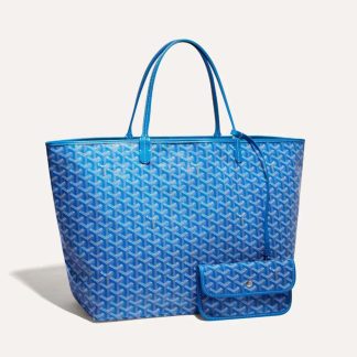Goyard Women Sac Saint Louis GM in Goyardine Canvas &amp; Chevroches Calfskin-Blue