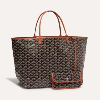 Goyard Women Sac Saint Louis GM in Goyardine Canvas &amp; Chevroches Calfskin-Brown