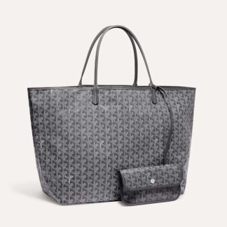 Goyard Women Sac Saint Louis GM in Goyardine Canvas &amp; Chevroches Calfskin-Silver