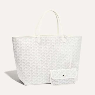 Goyard Women Sac Saint Louis GM in Goyardine Canvas &amp; Chevroches Calfskin-White