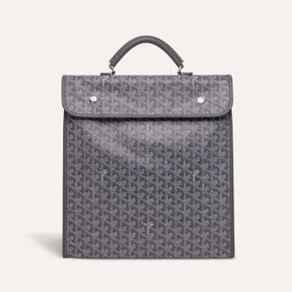 Goyard Women Saint Léger Backpack in Goyardine Canvas &amp; Chevroches Calfskin-Gray