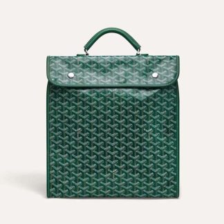 Goyard Women Saint Léger Backpack in Goyardine Canvas &amp; Chevroches Calfskin-Green