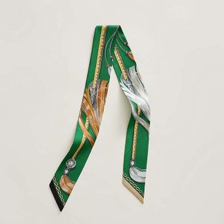 Hermes Women Cavalcades Twilly-Green