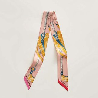 Hermes Women Cavalcades Twilly-Pink
