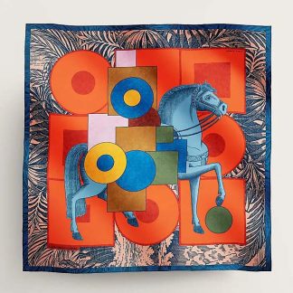 Hermes Women Cavalier En Formes Scarf 90-Orange