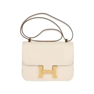 Hermes Women Constance 19 Bag Epsom Leather-WhiteGold