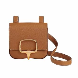 Hermes Women Della Cavalleria Mini Bag Epsom Leather-BrownGold