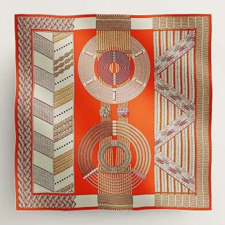 Hermes Women Dressage Tressage Shawl 140-Orange