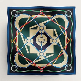 Hermes Women Figure Artistique Scarf 90-Green