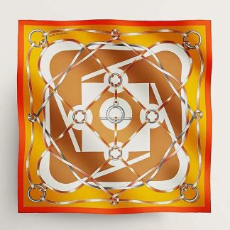 Hermes Women Figure Artistique Scarf 90-Orange