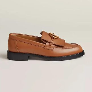 Hermes Women Impact Loafer in Calfskin Leather-Brown 241143Z A3350