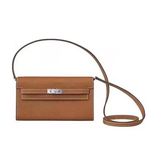 Hermes Women Kelly To Go in Epsom Leather-BrownSilver
