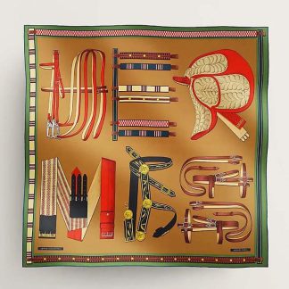 Hermes Women Lettres Equestre Scarf 90-Brown