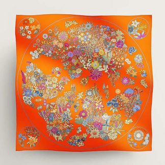 Hermes Women Planifleurs Scarf 90-Orange