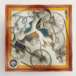 Hermes Women Voitures En Equilibre Shawl 140-White