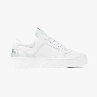 Jimmy Choo Women FlorentF White and Peacock Mix Leather Trainers