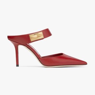 Jimmy Choo Women Nell Mule 85 Cranberry Calf Leather Mules