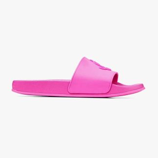 Jimmy Choo Women PortF Neon Pink Rubber Slides with JC Monogram