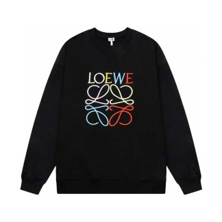 Loewe Men Anagram Regular Fit Sweatshirt in Cotton-BlackRed