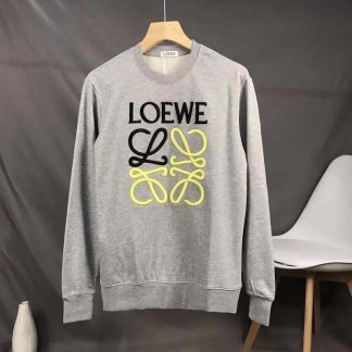 Loewe Men Anagram Regular Fit Sweatshirt in Cotton-GrayYellow