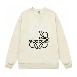 Loewe Men Anagram Regular Fit Sweatshirt in Cotton-WhiteBlack