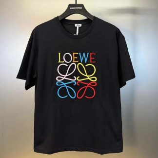 Loewe Men Glitch Anagram T-shirt in Cotton-BlackRed