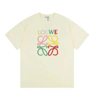 Loewe Men Glitch Anagram T-shirt in Cotton-WhiteRed