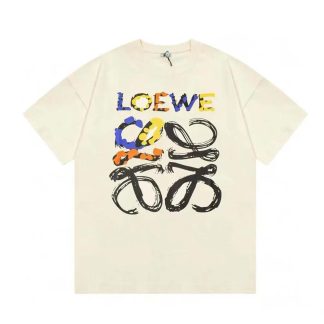 Loewe Men Loose Fit T-shirt in Cotton-WhiteBlack
