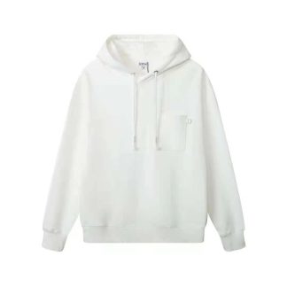 Loewe Men Relaxed Fit Hoodie in Cotton-White