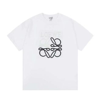 Loewe Men Relaxed Fit T-shirt in Cotton-WhiteBlack
