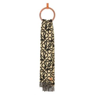 Loewe Unisex Anagram Scarf in Alpaca and Wool-Black