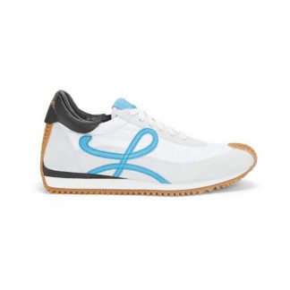 Loewe Unisex Flow Runner in Nylon and Calfskin-Blue