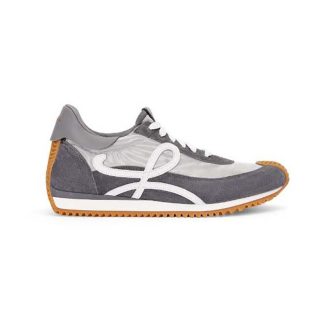 Loewe Unisex Flow Runner in Nylon and Calfskin-Silver