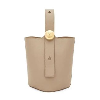 Loewe Unisex Mini Pebble Bucket Bag in Soft Grained Calfskin-Sandy AANBBBMX02