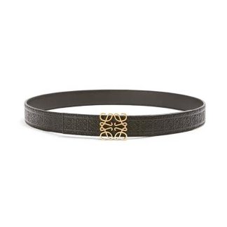 Loewe Unisex Reversible Repeat Belt in Silk Calfskin-Black
