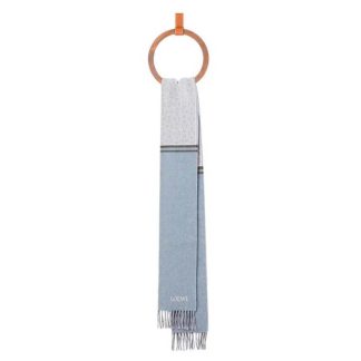 Loewe Unisex Scarf in Wool and Cashmere-Blue