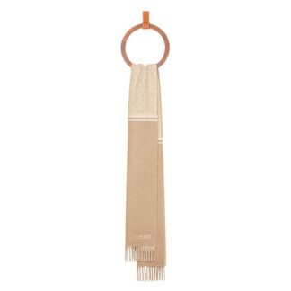 Loewe Unisex Scarf in Wool and Cashmere-Brown