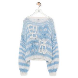 Loewe Women Anagram Sweater in Mohair-Blue