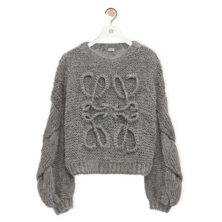 Loewe Women Anagram Sweater in Mohair-Grey S359Y14KBO