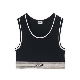 Loewe Women Cropped Tank Top in Viscose-Black