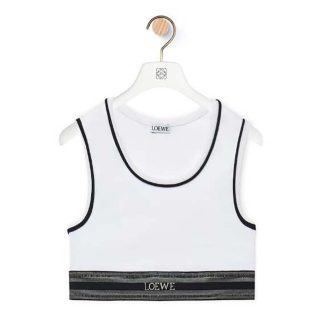 Loewe Women Cropped Tank Top in Viscose-White