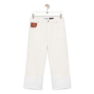 Loewe Women Fisherman Turn up Jeans in Denim-White