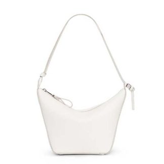 Loewe Women Mini Hammock Hobo Bag in Classic Calfskin-White