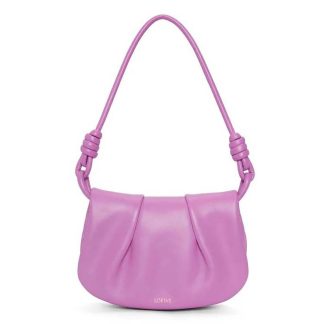 Loewe Women Paseo Satchel in Shiny Nappa Calfskin-Purple
