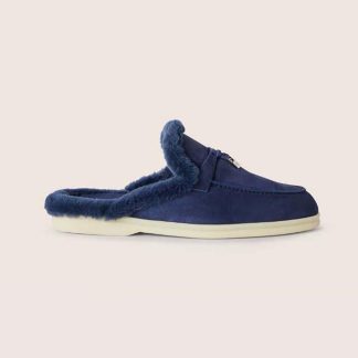 Loro Piana Unisex Charms Walk Babouche Loafers-Navy