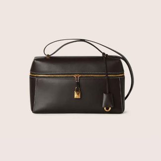 Loro Piana Women Extra Bag in Calfskin Leather-Chocolate
