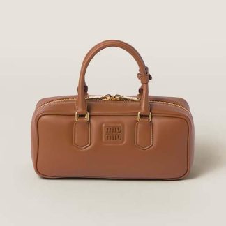 Miu Miu Women Arcadie Leather Bag-Brown